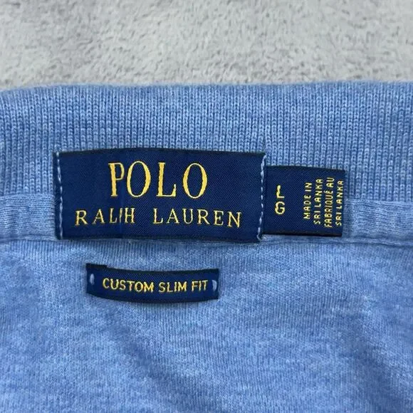 Polo Ralph Lauren Shirt Mens Large Short Sleeve Custom Slim Fit Blue Lightweight - Picture 5 of 8
